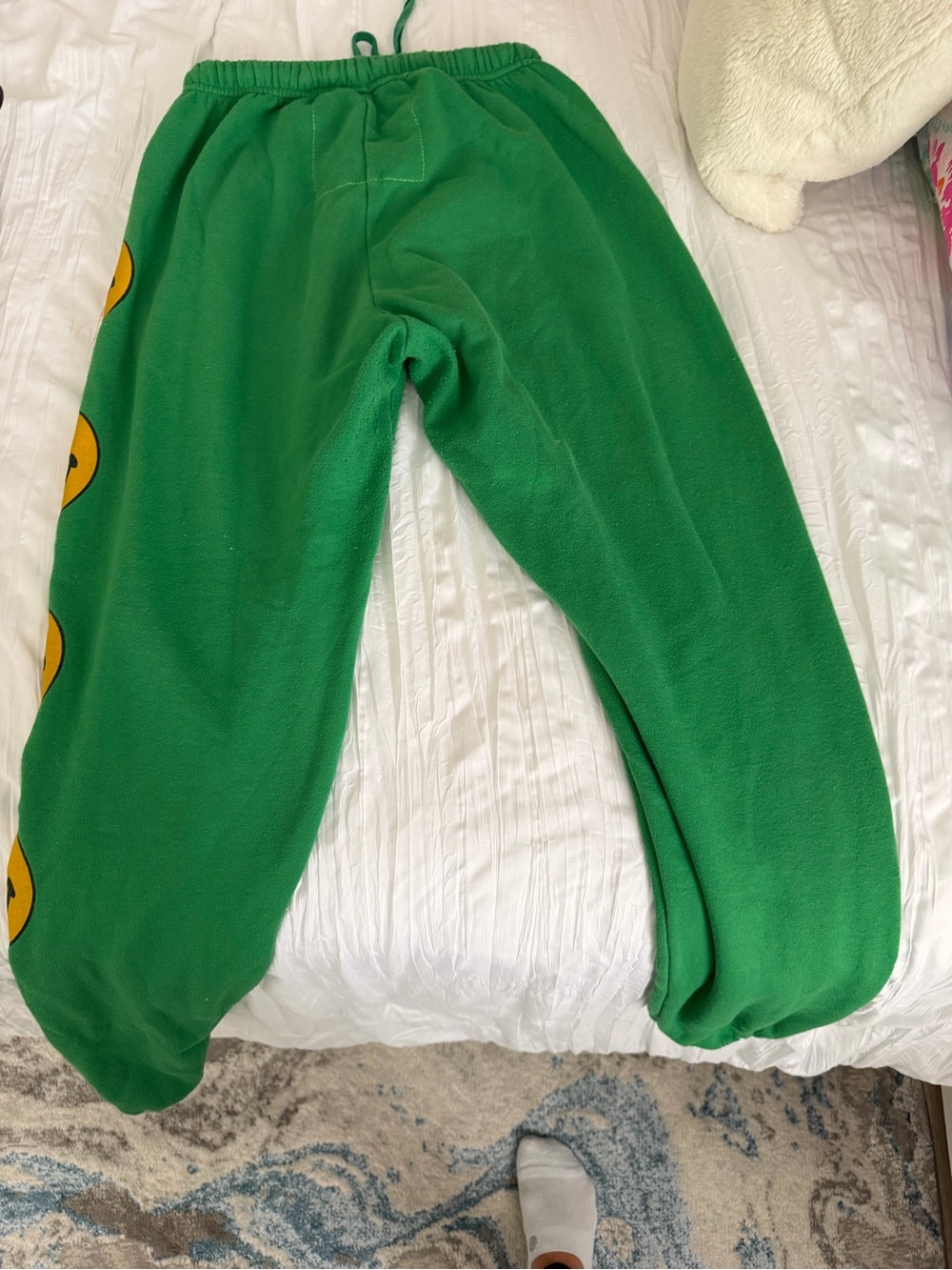 Aviator Nation Green Sweatpants with Yellow Smiley Faces - Picture 3 of 4